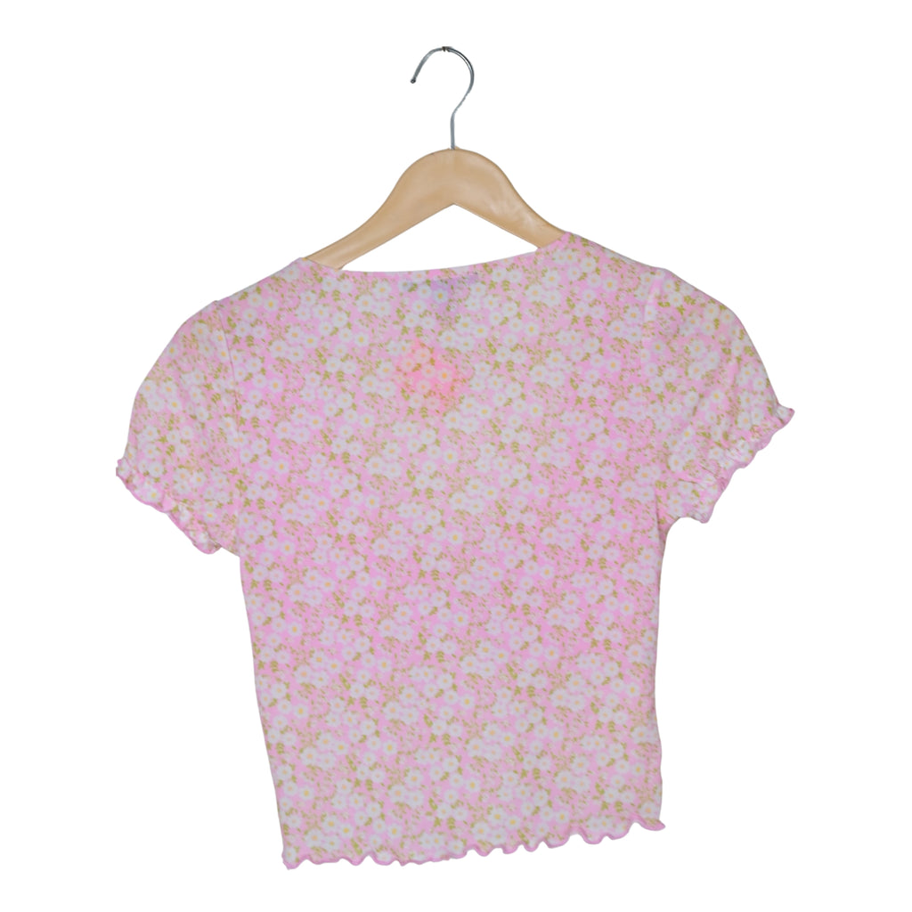 Women's Scoop Neck Disty Floral Top