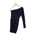 Women's One-Shoulder Sequins Midi Dress