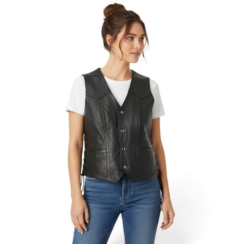 Women's Biker Leather Vest